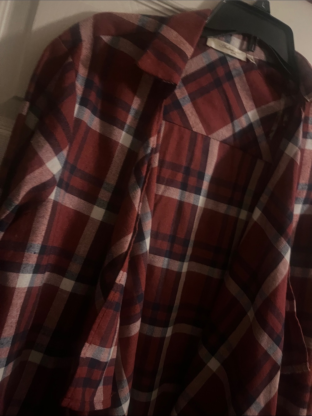 Andree Red and Cream Plaid Open-Front Cardigan - Picture 3 of 3